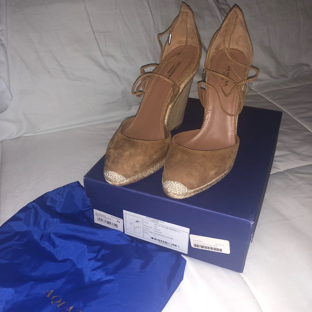 Aquazzura Karlie Suede Espadrille Wedges NIB - 41
